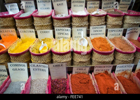 Herbs and spices on a Spanish market Stock Photo