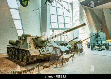 Exposure Of Weapons And Equipment In The Belarusian Museum Of The Great Patriotic War. Minsk, Belarus. Tank destroyer SU-100 Stock Photo