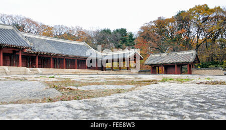 Jongmyo Royal Shrine in Seoul, South Korea. This is the supreme shrine of the state where the tablets of royal ancestors are ens Stock Photo