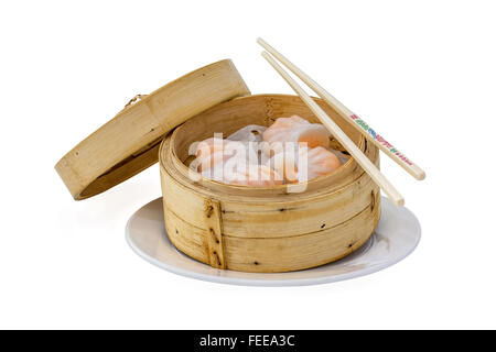 Dim Sum traditional  chinese starter on white background Stock Photo