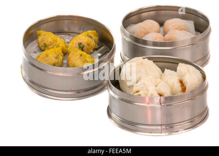 Dim Sum traditional  chinese starter on white background Stock Photo
