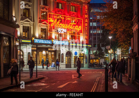 Neon lights of the famous St. Martins Theatre, Soho, London Stock Photo