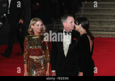 London, UK, 26th Oct 2015: Daniel Craig, Monica Bellucci and Lea Seydoux attend James Bond Spectre CTBF film premiere in London Stock Photo