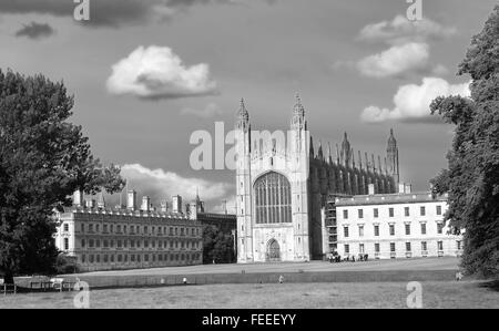 The famous view of Kings college chapel of Cambridge University, taken from the backs. July 2014 Stock Photo