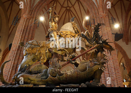 Saint George and the Dragon at Storkyrkan church, Stockholm, Sweden Stock Photo