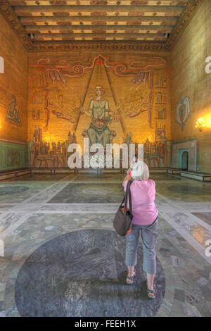 Mosaics in the Golden Hall at Stockholm city hall, Stockholm, Sweden Stock Photo