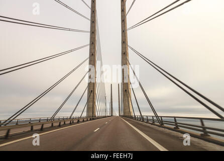 The bridge joining Denmark to Sweden, as featured in the TV series - 'The Bridge' Stock Photo