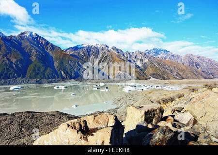 melting glacier in NZ near Mt Cook Stock Photo