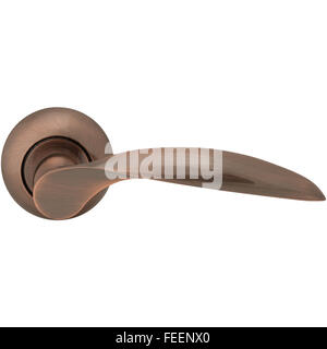 Classic copper door handle side view isolated on white Stock Photo