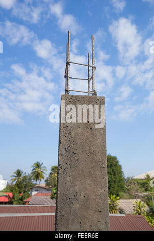 Concrete pillar construction at the construction site Stock Photo