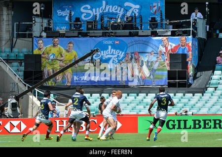 Sydney, Australia. 06th Feb, 2016. HSBC World Rugby Sevens Sydney day 1. England versus Japan. England won the game 26-5. Credit:  Action Plus Sports/Alamy Live News Stock Photo