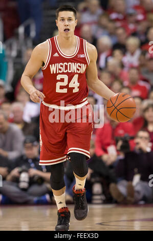 Madison, WI, USA. 4th Feb, 2016. Wisconsin Badgers forward Nigel Hayes ...