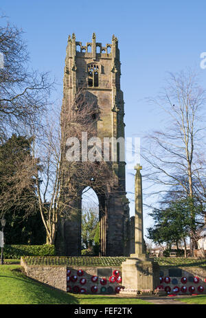 Greyfriars Tower and war memorial Richmond, North Yorkshire, England, UK Stock Photo