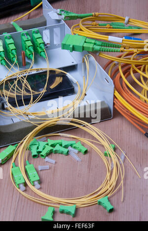 Fiber optic device ready for packet data  transmission Stock Photo