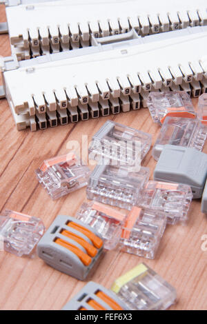 Electric devices and accessories during cables and fuses instalation Stock Photo