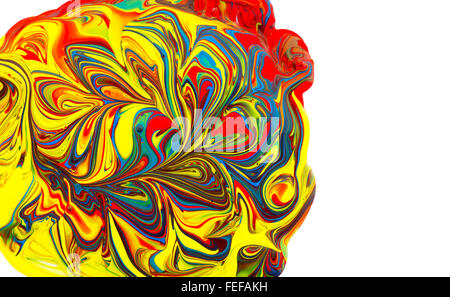 Prime Colors Red Yellow and blue mixed to make a decorative vibrant colored pattern,On a white background with copy space. Stock Photo