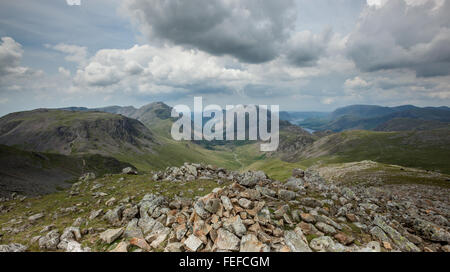Looking down into Ennerdale valley from Green Gable Stock Photo