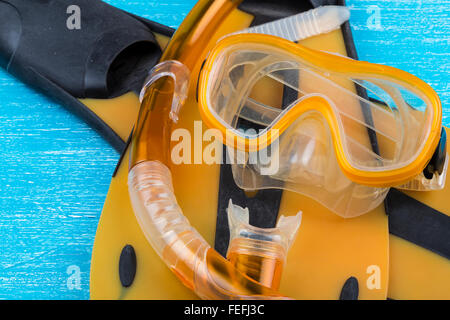 Snorkel, diving mask and flippers Stock Photo
