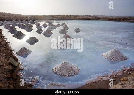 Piles of salt in water, salt pits of Cabo Verde Stock Photo