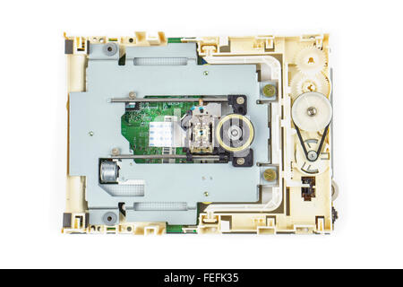 Computer cd-rom drive disassembled, white isolated 02 Stock Photo