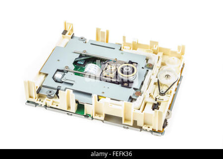 Computer cd-rom drive disassembled, white isolated 01 Stock Photo