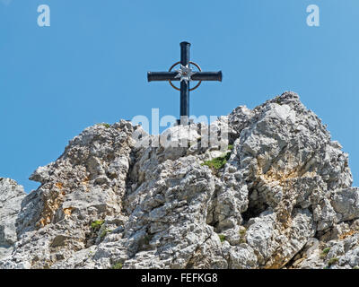 cross on a mountain top Stock Photo