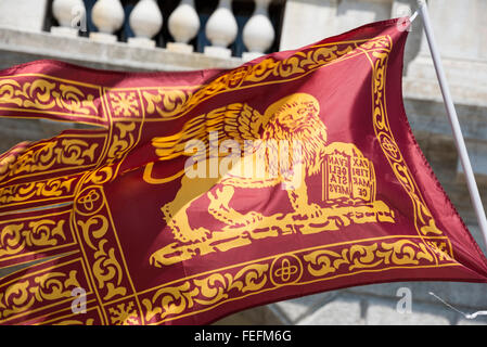 The city of Venice flag of the Wing Lion of St.Mark Stock Photo - Alamy