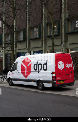 DPD parcel delivery van delivering in the town city centre York North ...