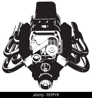 Hot Rod Race Car Dragster Engine Cartoon Vector Illustration Stock ...