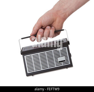 Small pocketradio, isolated on a white background Stock Photo