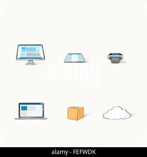 Modern Device Computer Laptop Tablet Set Collection Stock Vector