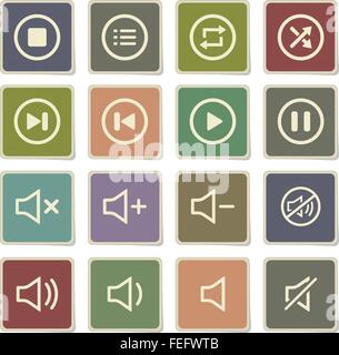 Media player button icons. Multimedia control symbols. Vector ...