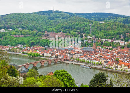 Aerial skyline view of Heidelberg old town, Germany Stock Photo