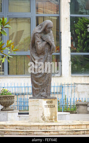 The monument of Mother Teresa of Calcutta (Nene Tereze) in Shkoder city, Albania Stock Photo