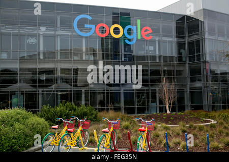 Google logo at Googleplex headquarters main office Stock Photo - Alamy