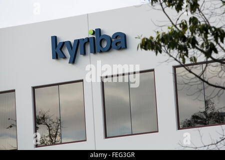 A logo sign outside of the headquarters of Kyriba in San Diego, California on January 30, 2016. Stock Photo