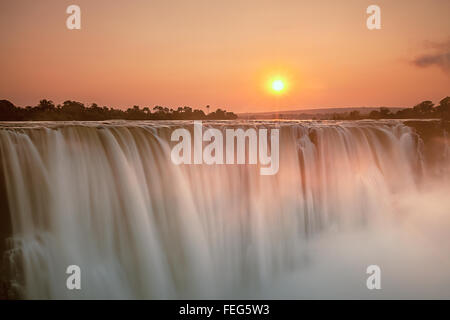 Victoria Falls at sunrise Stock Photo