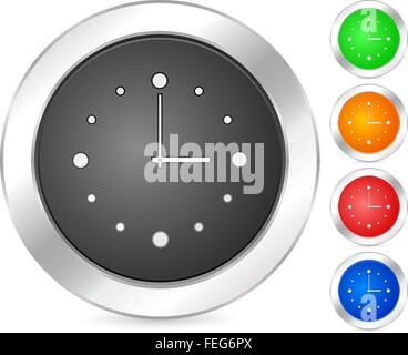 computer icon clock set isolated on a white background. Vector illustration. Stock Vector