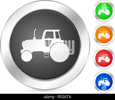computer icon tractor set isolated on a white background. Vector illustration. Stock Vector