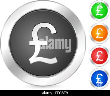 computer icon british pound set isolated on a white background. Vector illustration. Stock Vector