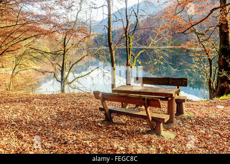 Lake Biograd (Biogradsko jezero), Biogradska Gora national park in autumn, Montenegro Stock Photo