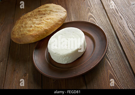 Circassian cheese - found across the North Caucasus, the Levant and other areas with a Circassian diaspora. Stock Photo