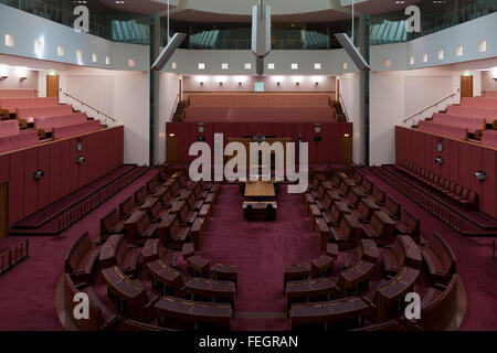 Interior of the Senate at Federal Australian Parliament House on Capital Hill Canberra ACT Australia Stock Photo