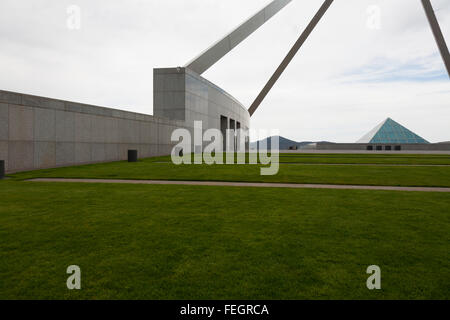The roof and flagpole of Federal Australian Parliament House on Capital Hill Canberra ACT Australia Stock Photo