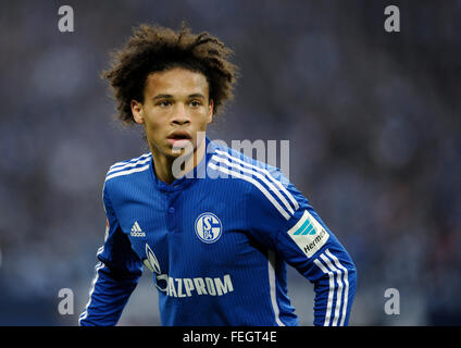 Veltins Arena Gelsenkirchen, Germany 6..2.2016, German Football Bundesliga matchday 20 ,season 2015/16,  Schalke 04 (S04) vs. VfL Wolfsburg ------- Leroy Sane (S04) Credit:  kolvenbach/Alamy Live News Stock Photo