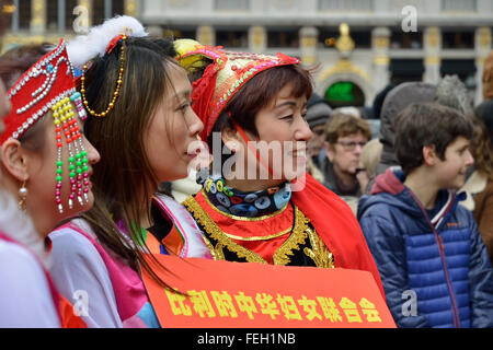 Brussels, Belgium. 06th Feb, 2016. Chinese delegation on Grand of Brussels on Saturday February 6, 2016, during celebration of Chinese New Year of Monkey in Belgium Credit:  Skyfish/Alamy Live News Stock Photo