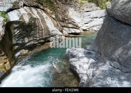 View of a river running over rocks Stock Photo