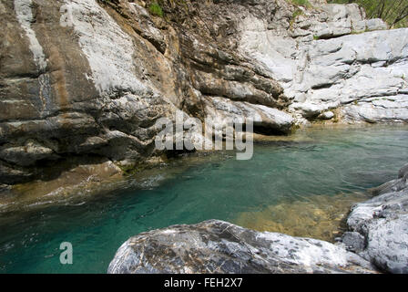 View of a river running over rocks Stock Photo