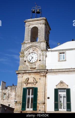 Clock Tower in Piazza Plebiscito, Martina Franca, Taranto, Puglia, Italy Stock Photo