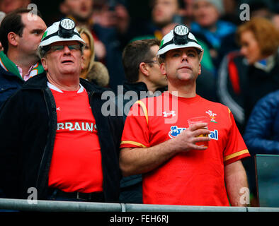 Aviva Stadium, Dublin, Ireland. 07th Feb, 2016. RBS Six Nations. Ireland versus Wales. Welsh miners come over to Ireland for the game. Credit:  Action Plus Sports/Alamy Live News Stock Photo